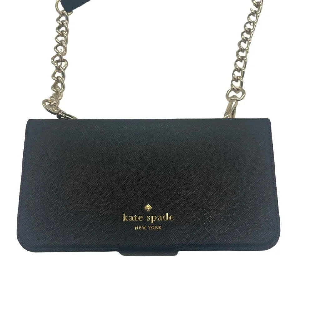 Kate Spade Saffiano Leather iPhone X Crossbody Wallet – Black
